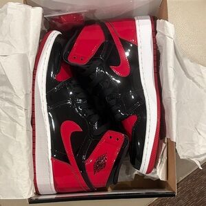Nike Air Jordan Retro 1 High OG Black and Red Patent Leather